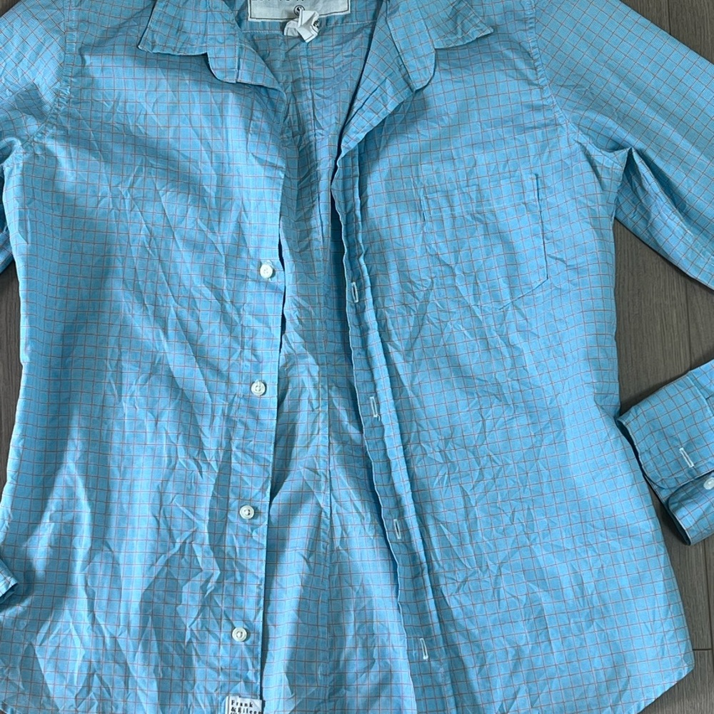 Frank & Eileen Turquoise Checkered Shirt - Picture 2 of 5